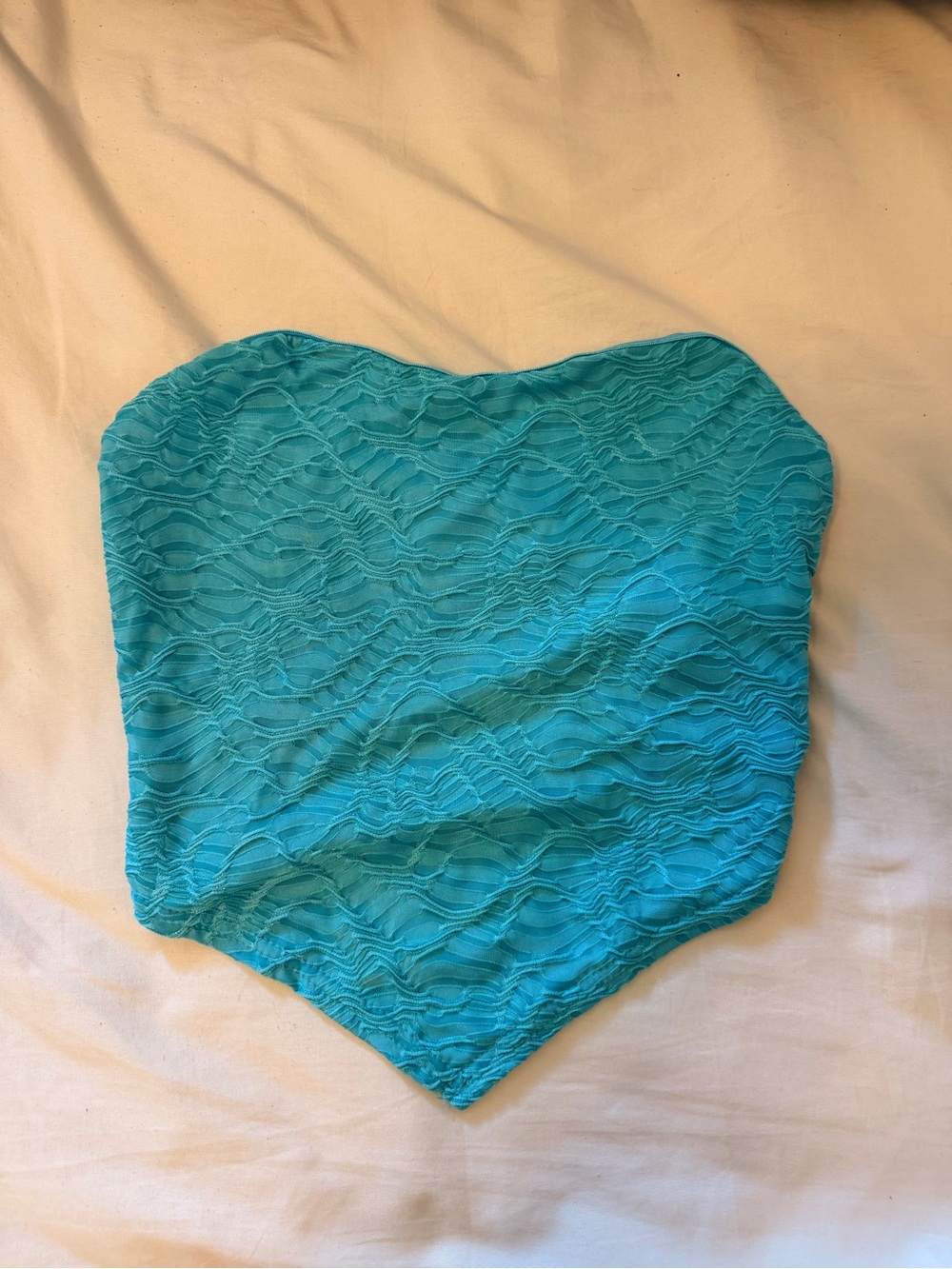 SHEIN Teal Lace Strapless Bandeau Top